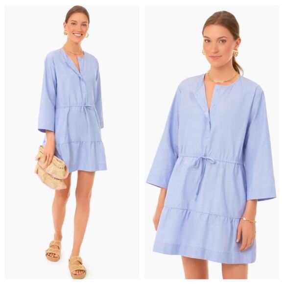 Tuckernuck Do+Be Lucy Dress Size XS Blue Mini 3/4 Sleeve Cotton Pomander Place - Picture 1 of 14